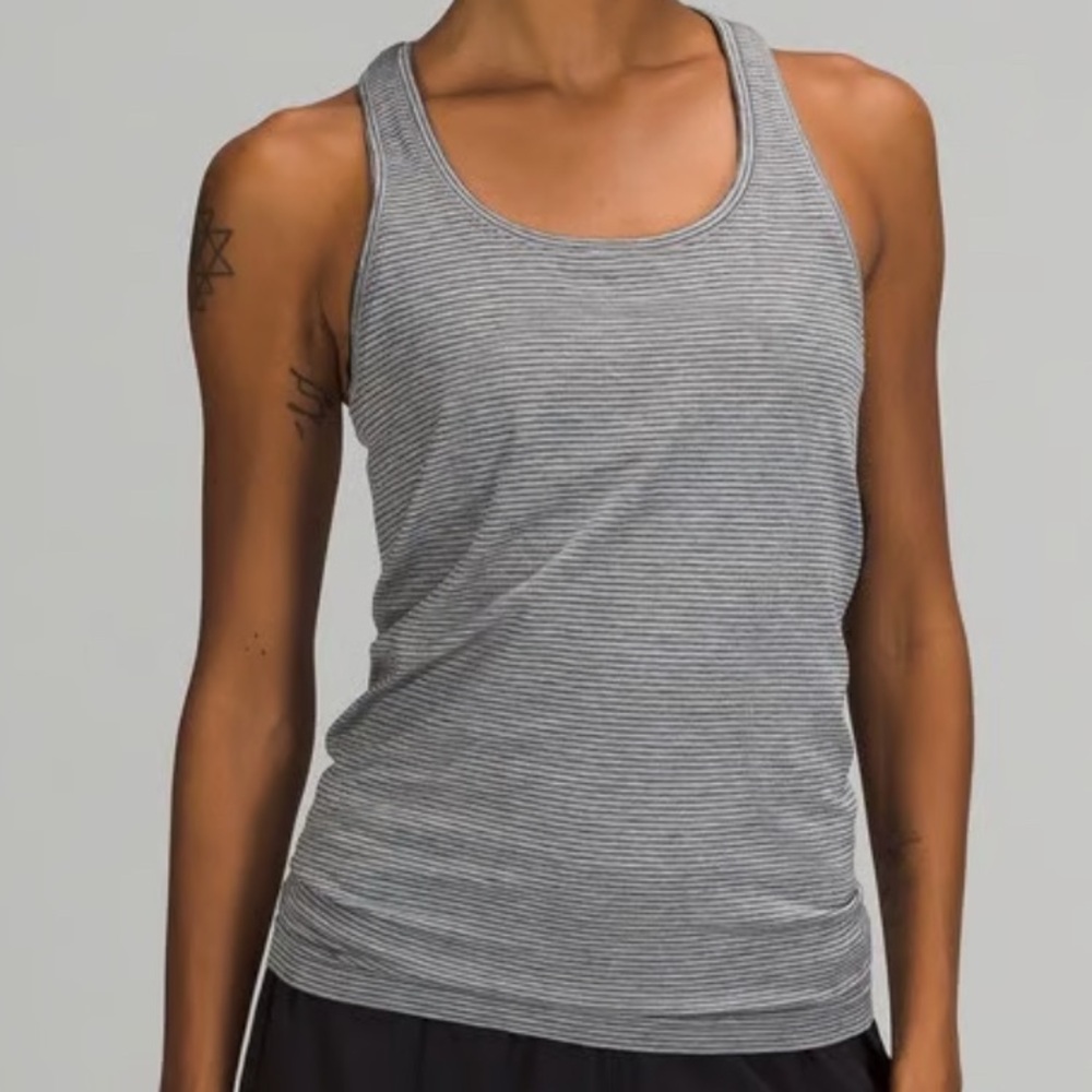 Lululemon Cool Racerback Tank White & Grey Stripe Size 4